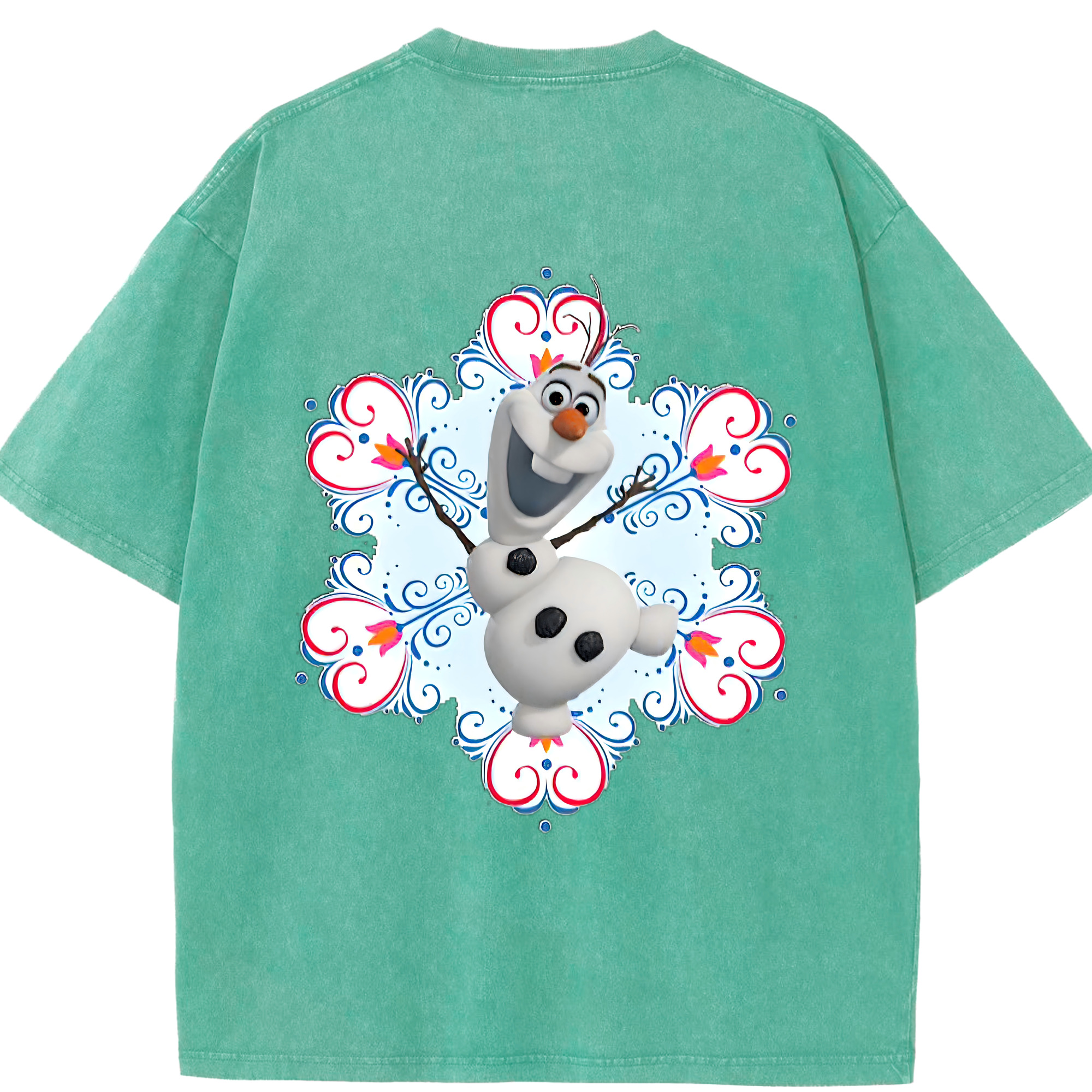（画像用） アナと雪の女王 アンナ エルサ Frozen Anna Elsa 綿100% ヴィンテージ風 半袖Tシャツ（背面プリント）